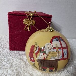 Li Bien Reverse Hand-Painted Glass Santa & Mrs. Claus 4" Vintage 2000 Ornament
